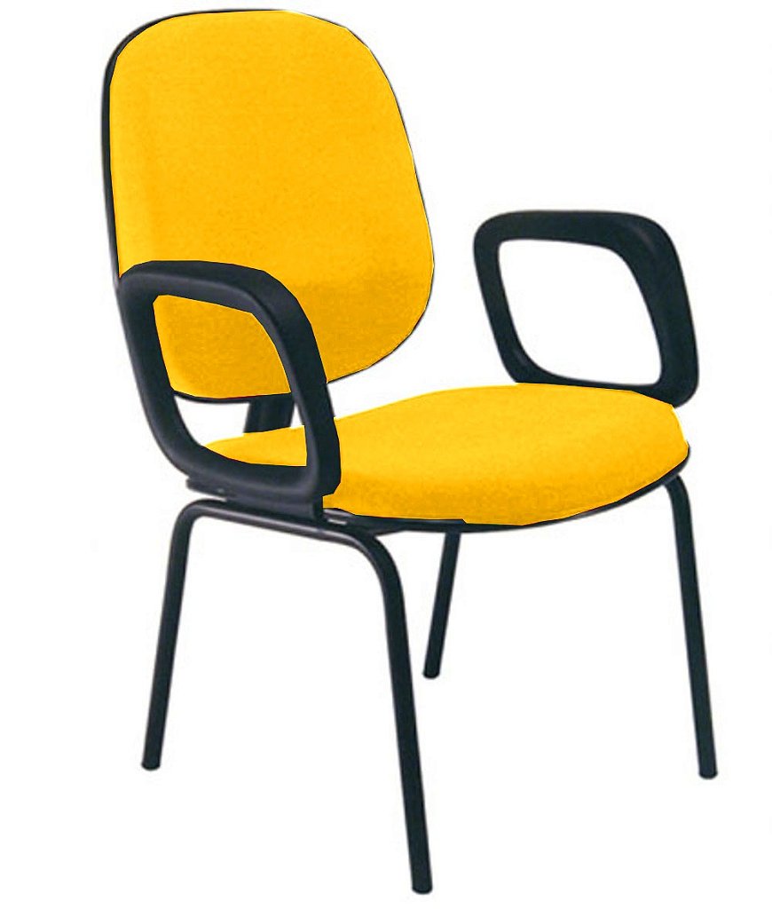 Cadeira para Igrejas Evangélicas com Braços Diretor para Escritório Linha Uno Amarelo