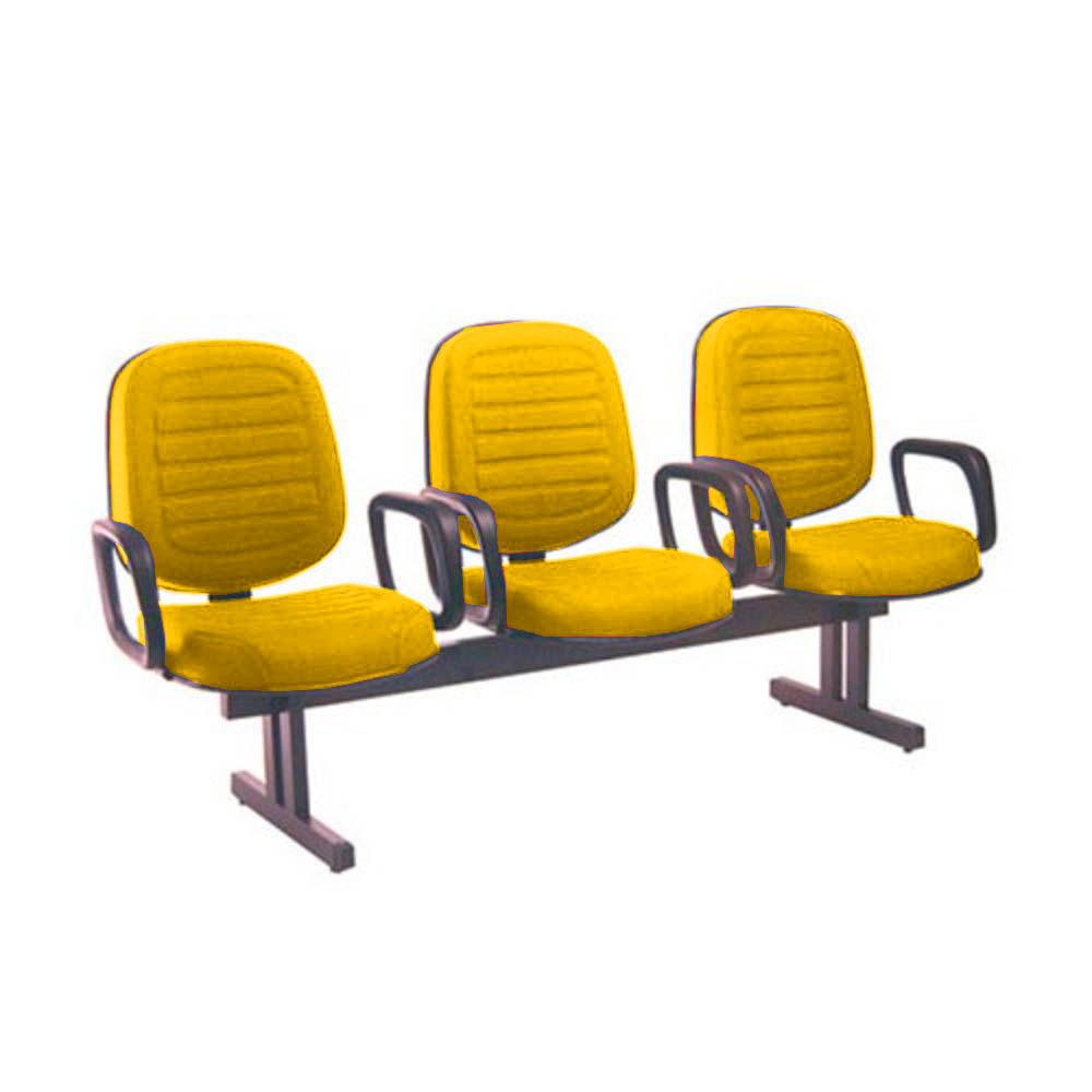 Cadeira para Igrejas Evangélicas em Longarina com 03 lugares Linha Blenda Amarelo