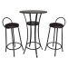 Kit Bistrô 1 Mesa E 2 Banquetas Linha Prato Preto