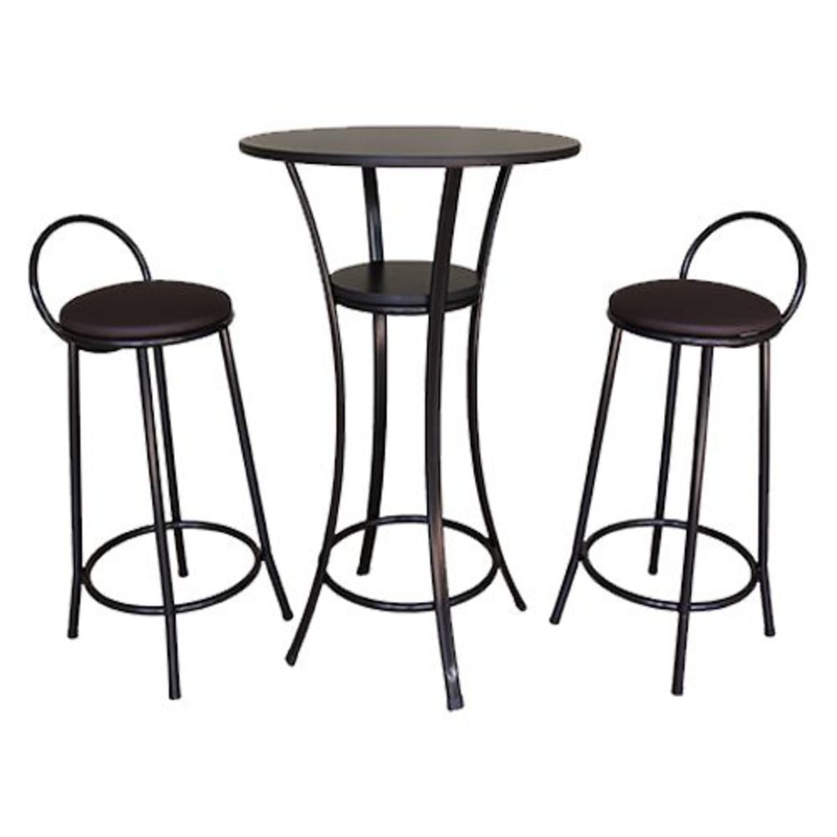 Kit Bistrô 1 Mesa E 2 Banquetas Linha Prato Preto