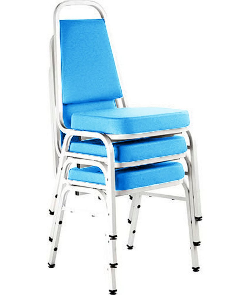 Kit com 3 Cadeiras Empilháveis Linha Hotel Plus Azul