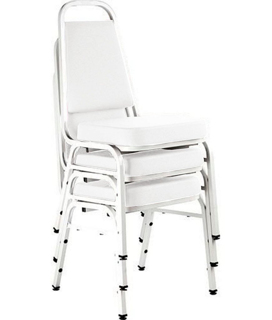 Kit com 3 Cadeiras Empilháveis Linha Hotel Plus Branco