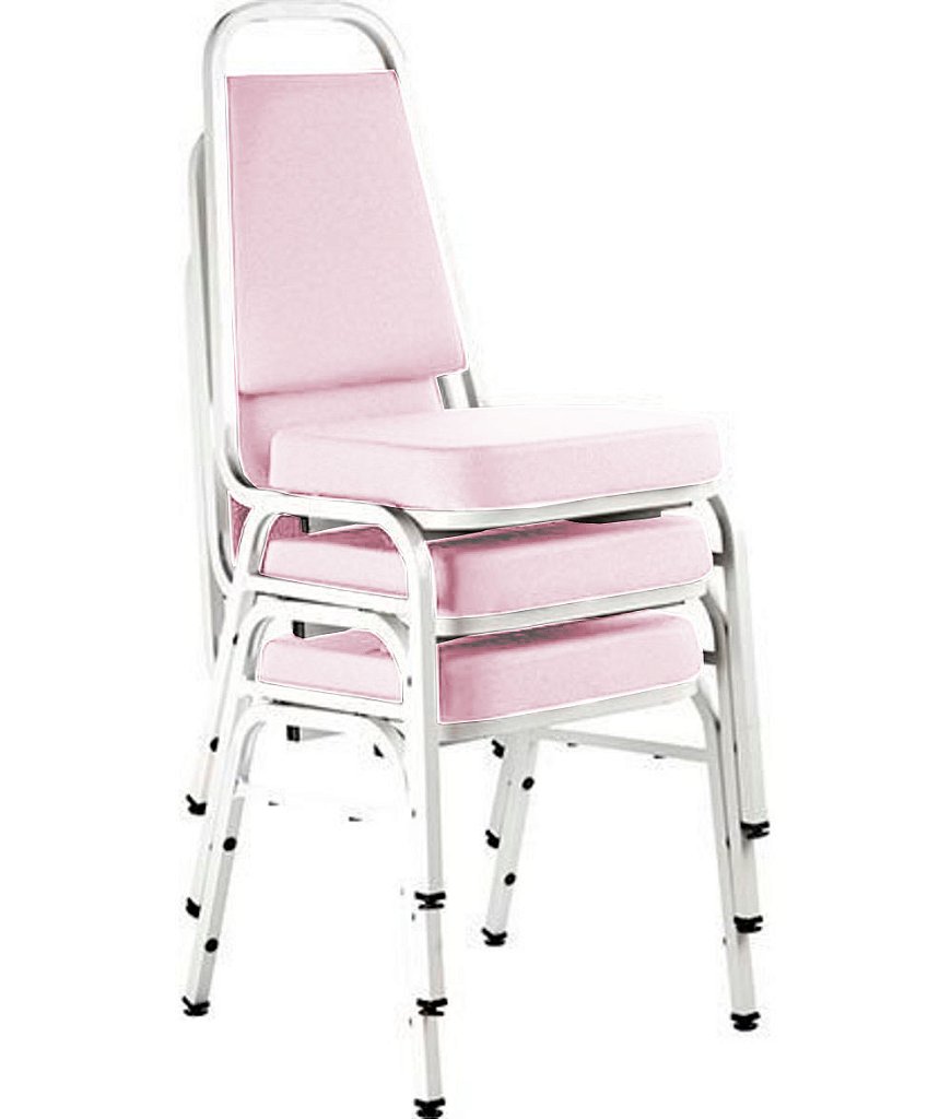 Kit com 3 Cadeiras Empilháveis Linha Hotel Plus Rosa