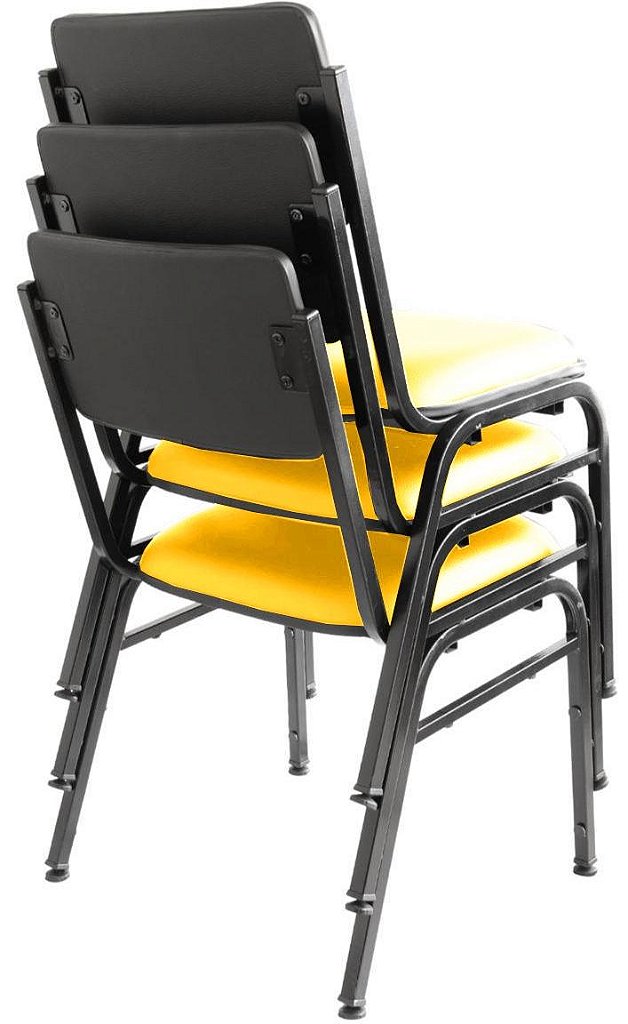 Kit com 3 Cadeiras para Auditórios Linha Hotel Smart Amarelo