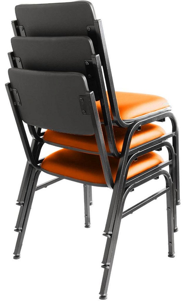 Kit com 3 Cadeiras para Auditórios Linha Hotel Smart Laranja