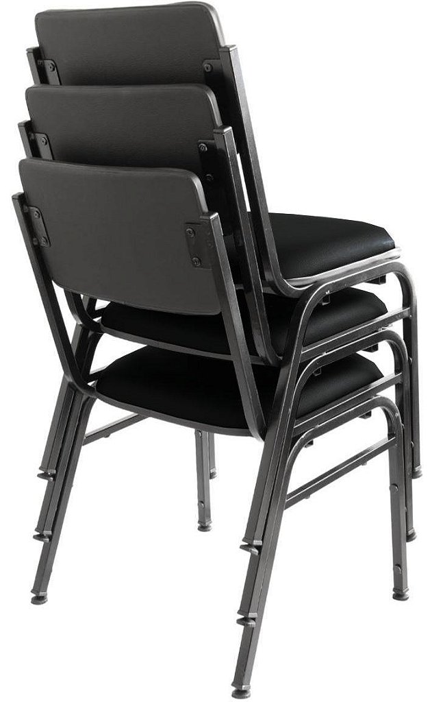Kit com 3 Cadeiras para Auditórios Linha Hotel Smart Preto