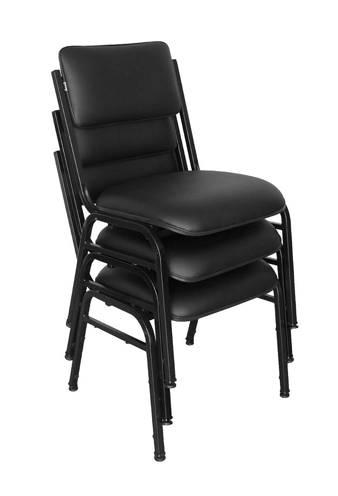 Kit com 3 Cadeiras para Auditórios Linha Hotel Smart Preto