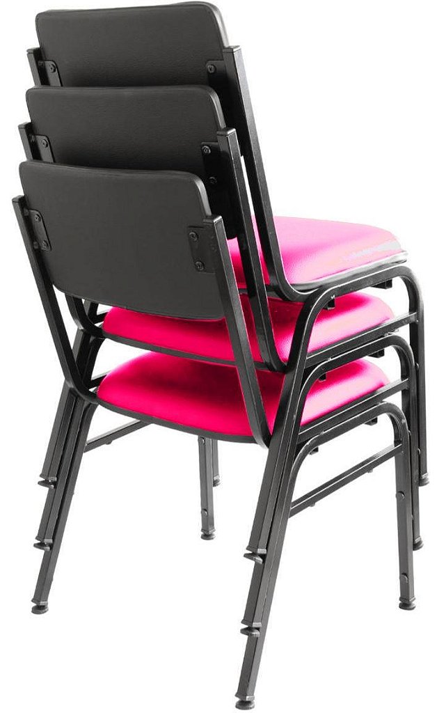 Kit com 3 Cadeiras para Auditórios Linha Hotel Smart Rosa