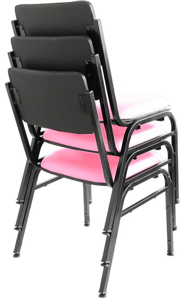 Kit com 3 Cadeiras para Auditórios Linha Hotel Smart Rosa