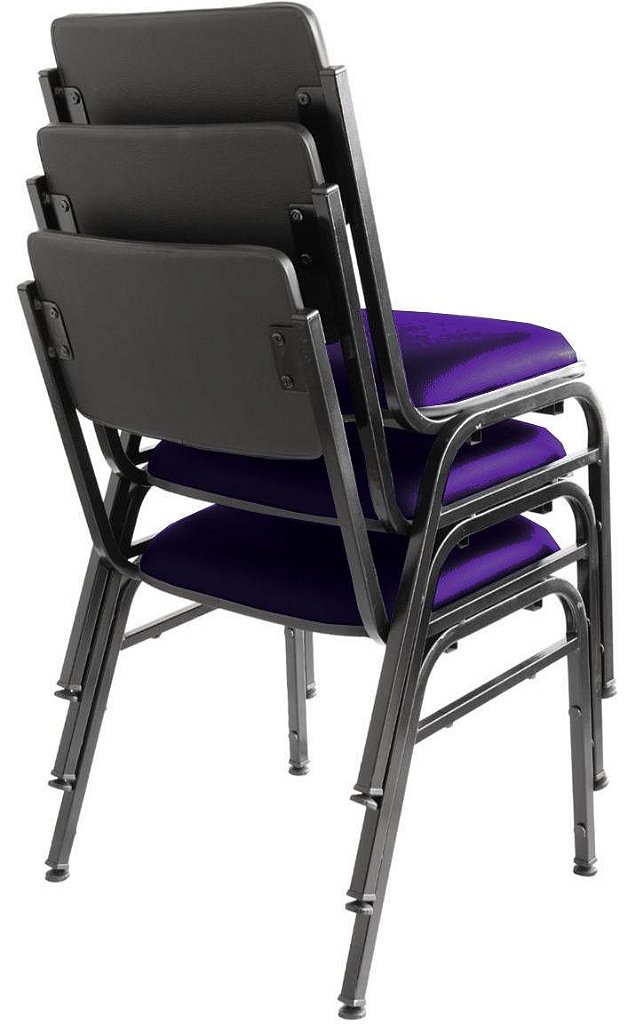 Kit com 3 Cadeiras para Auditórios Linha Hotel Smart Roxo