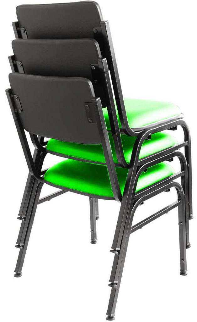 Kit com 3 Cadeiras para Auditórios Linha Hotel Smart Verde