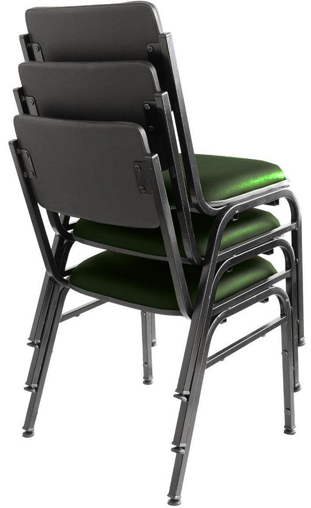 Kit com 3 Cadeiras para Auditórios Linha Hotel Smart Verde