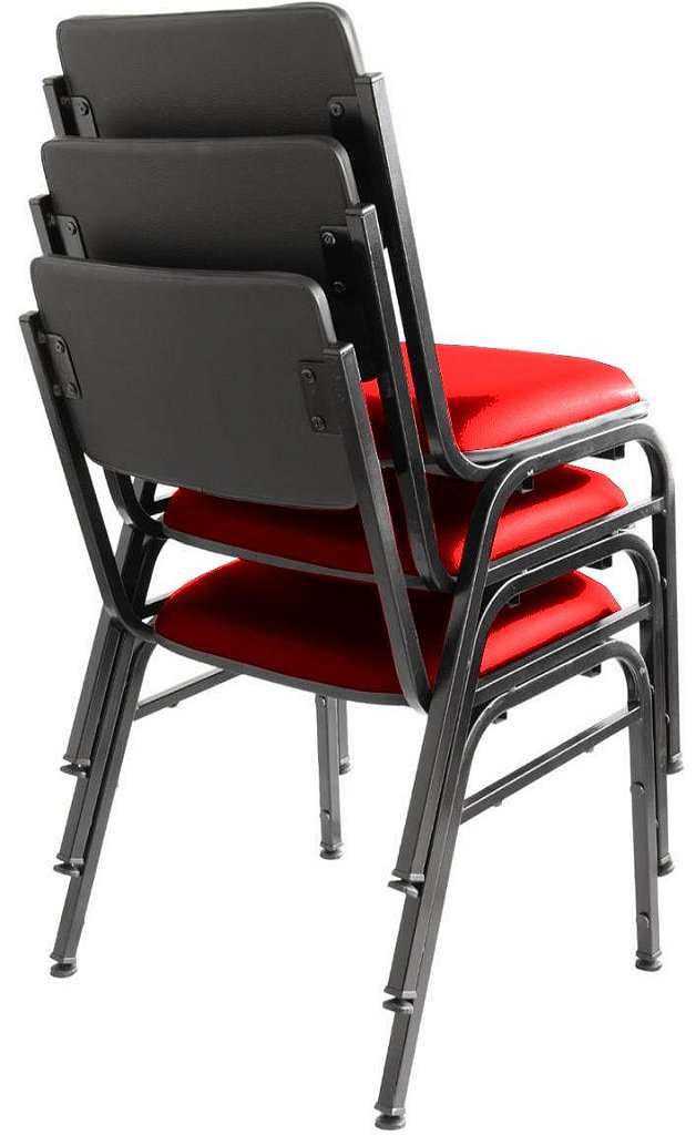 Kit com 3 Cadeiras para Auditórios Linha Hotel Smart Vermelho