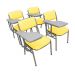 Kit com 4 Cadeiras Escolar Universitária para Auditórios Linha Hotel Smart Amarelo