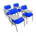 Kit com 4 Cadeiras Escolar Universitária para Auditórios Linha Hotel Smart Azul