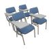 Kit com 4 Cadeiras Escolar Universitária para Auditórios Linha Hotel Smart Azul