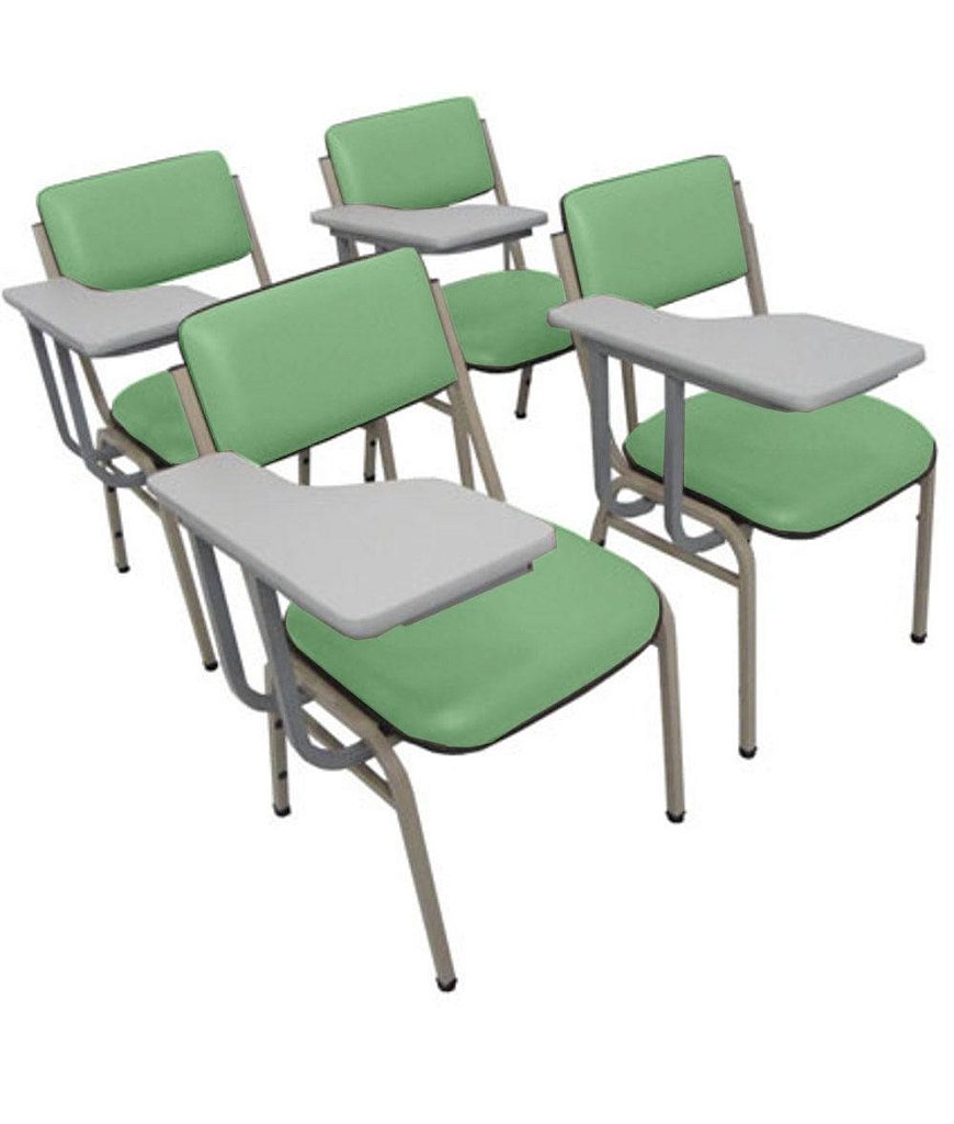 Kit com 4 Cadeiras Escolar Universitária para Auditórios Linha Hotel Smart Verde
