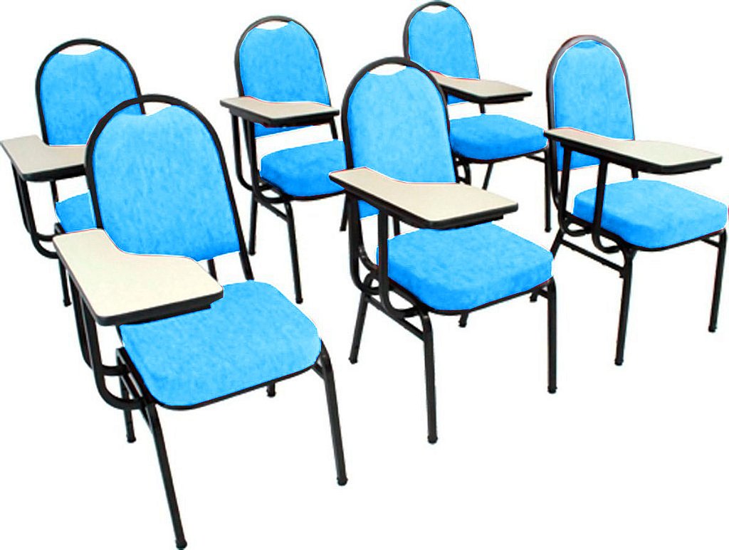 Kit com 6 Cadeiras Universitária para Auditórios Linha Hotel Azul