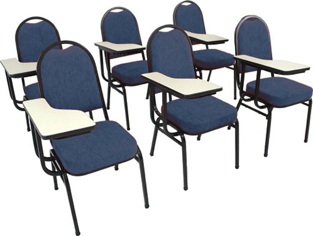 Kit com 6 Cadeiras Universitária para Auditórios Linha Hotel Azul