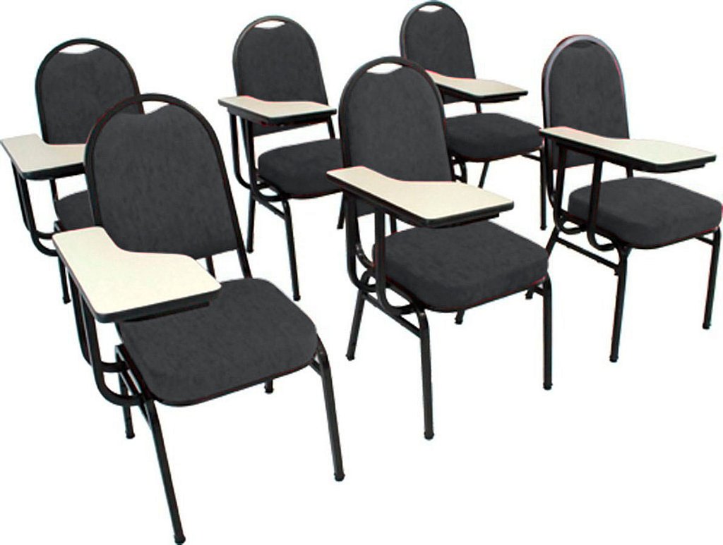 Kit com 6 Cadeiras Universitária para Auditórios Linha Hotel Marrom