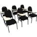 Kit com 6 Cadeiras Universitária para Auditórios Linha Hotel Preto