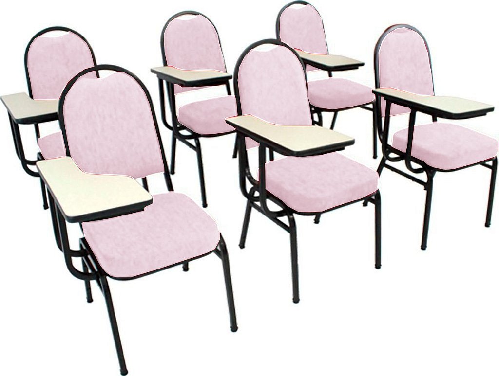 Kit com 6 Cadeiras Universitária para Auditórios Linha Hotel Rosa