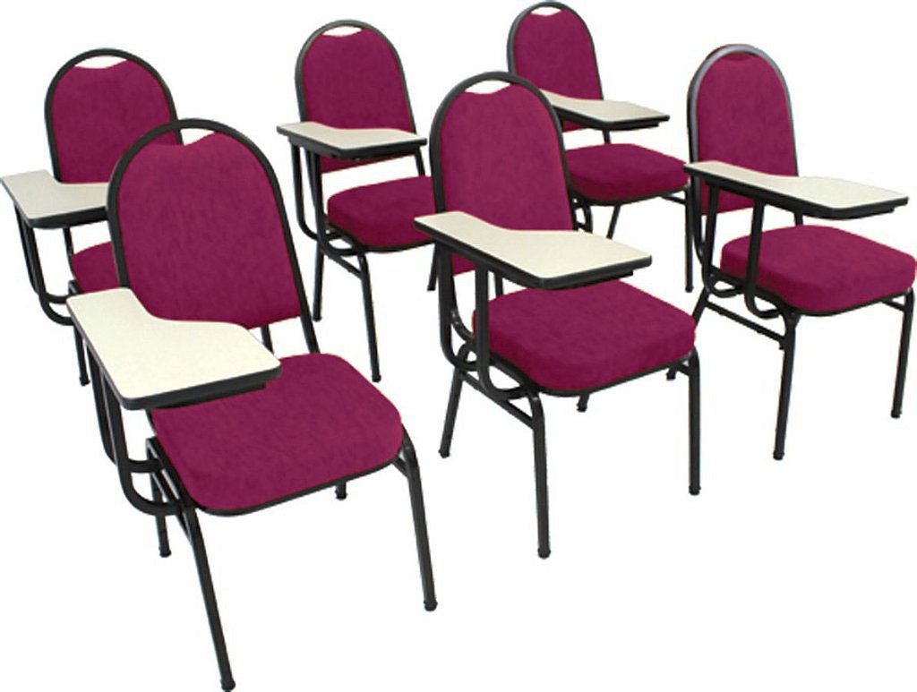 Kit com 6 Cadeiras Universitária para Auditórios Linha Hotel Rosa