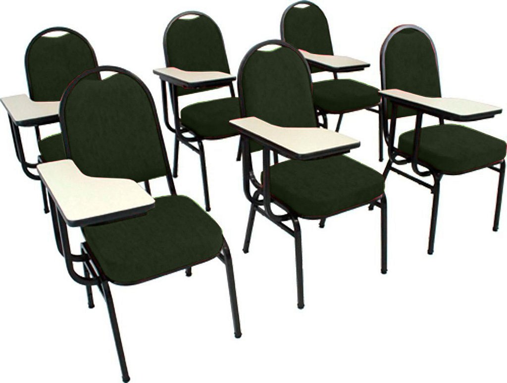 Kit com 6 Cadeiras Universitária para Auditórios Linha Hotel Verde