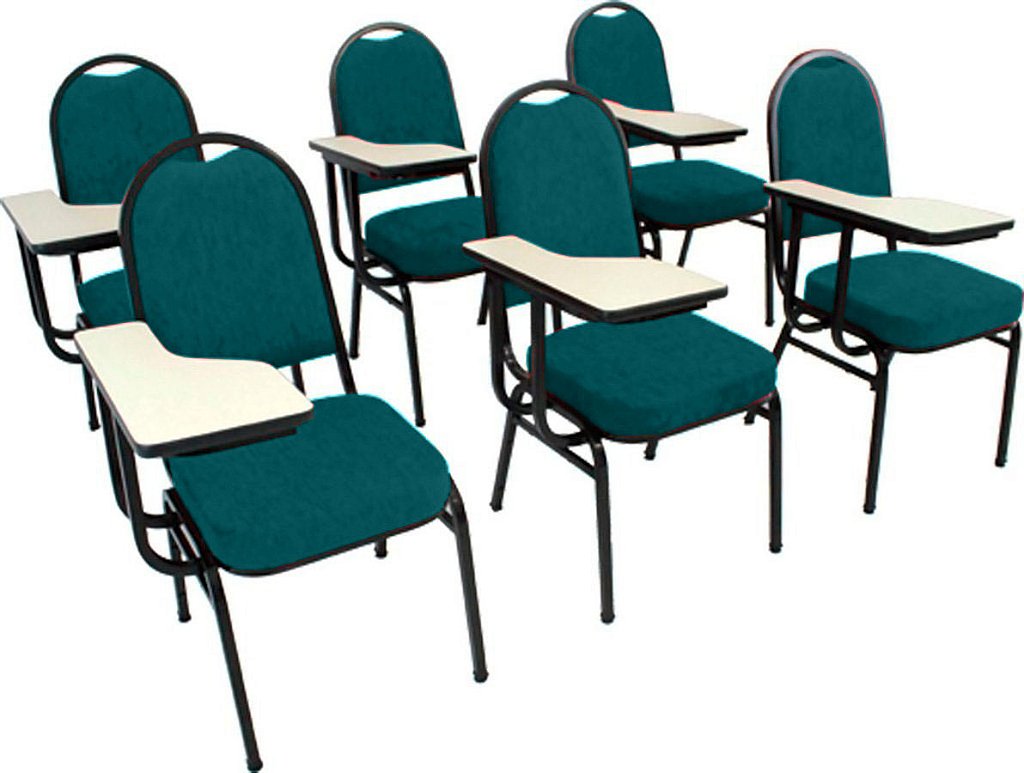Kit com 6 Cadeiras Universitária para Auditórios Linha Hotel Verde