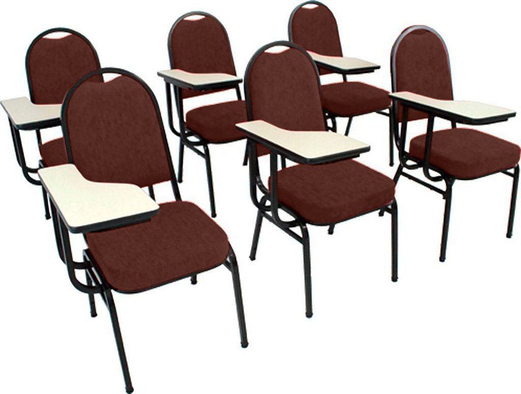 Kit com 6 Cadeiras Universitária para Auditórios Linha Hotel Vermelho
