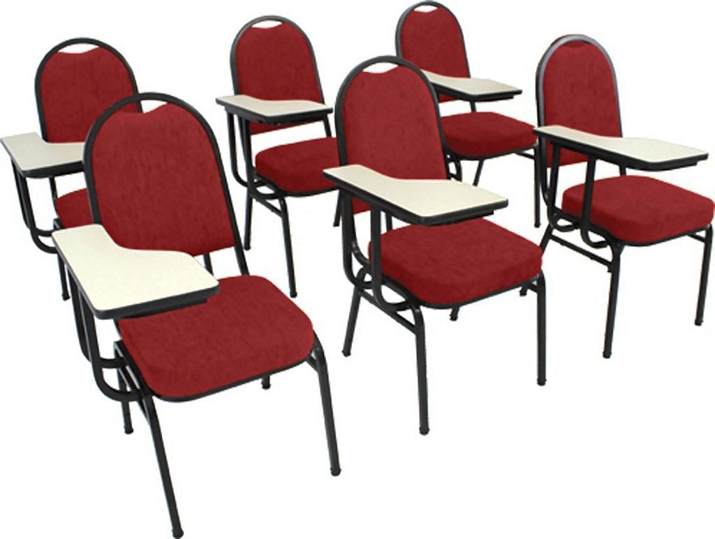 Kit com 6 Cadeiras Universitária para Auditórios Linha Hotel Vermelho