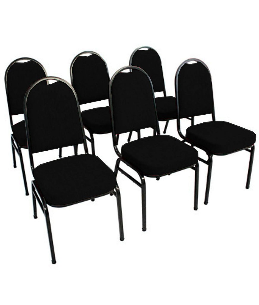 Kit com 6 Cadeiras para Auditórios Linha Hotel Preto