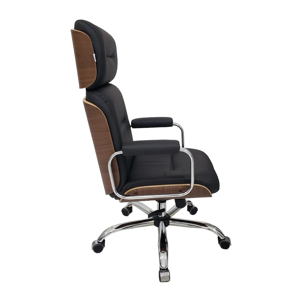 Poltrona Eames Presidente Linha Capa em Madeira Preto Cromada