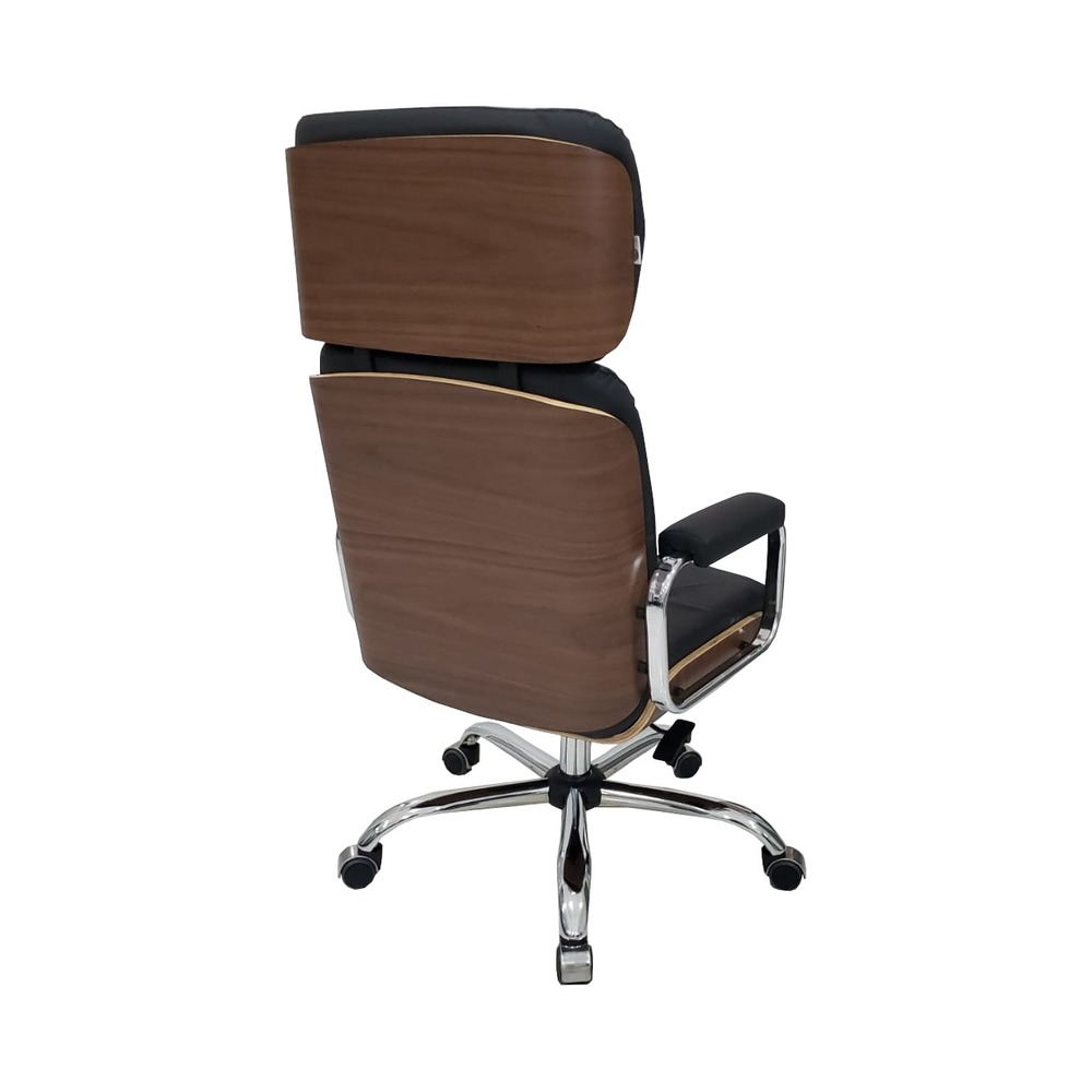 Poltrona Eames Presidente Linha Capa em Madeira Preto Cromada