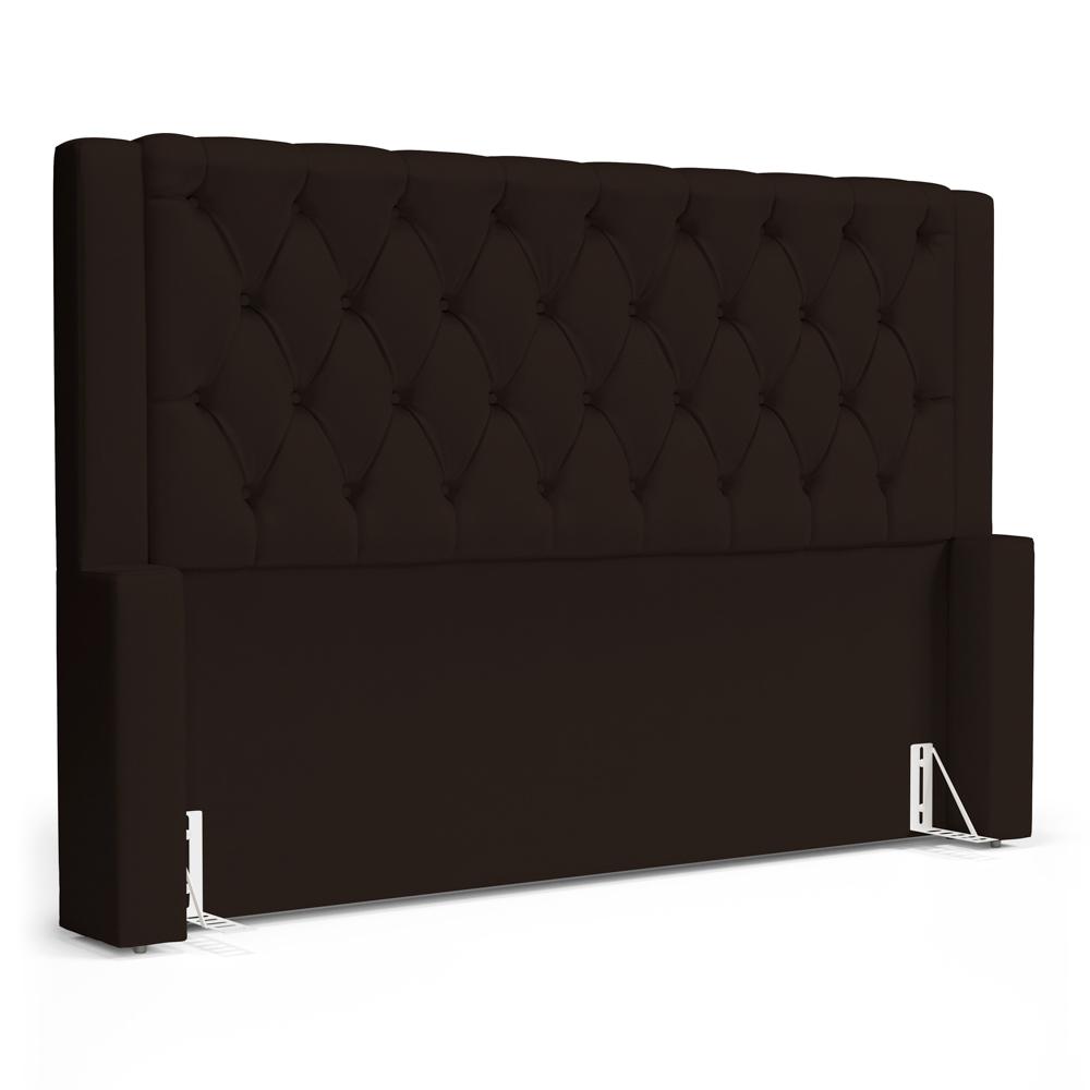 Cabeceira Atena Para Cama Box Queen Size 160cm Capitonê com Frame Suede Marrom - Desk Design