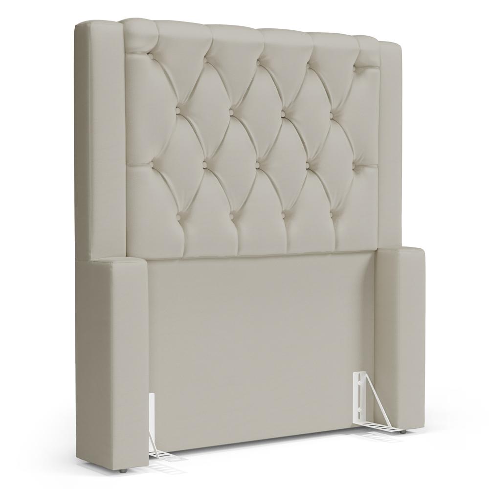 Cabeceira Atena Para Cama Box Solteiro 90cm Capitonê com Frame Sintético Bege - Desk Design