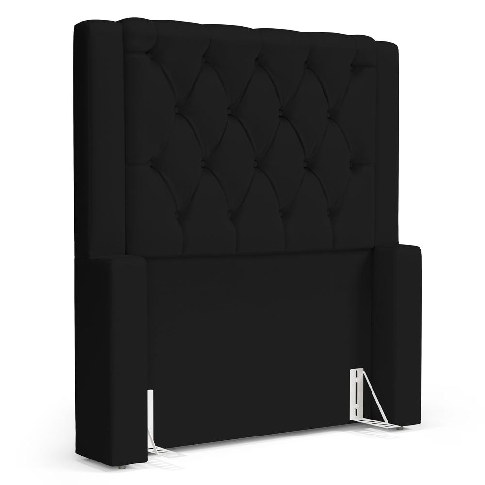 Cabeceira Atena Para Cama Box Solteiro 90cm Capitonê com Frame Sintético Preto - Desk Design