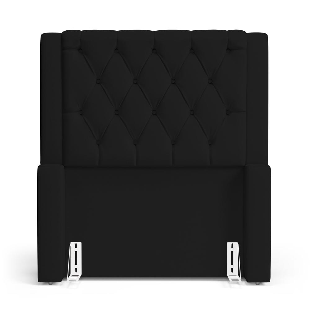Cabeceira Atena Para Cama Box Solteiro 90cm Capitonê com Frame Sintético Preto - Desk Design