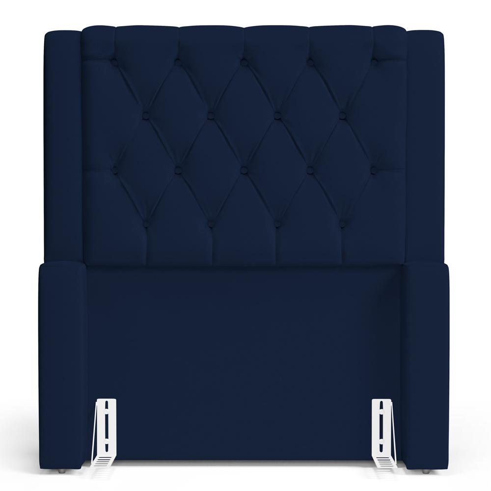 Cabeceira Atena Para Cama Box Solteiro 90cm Capitonê com Frame Suede Azul Marinho - Desk Design