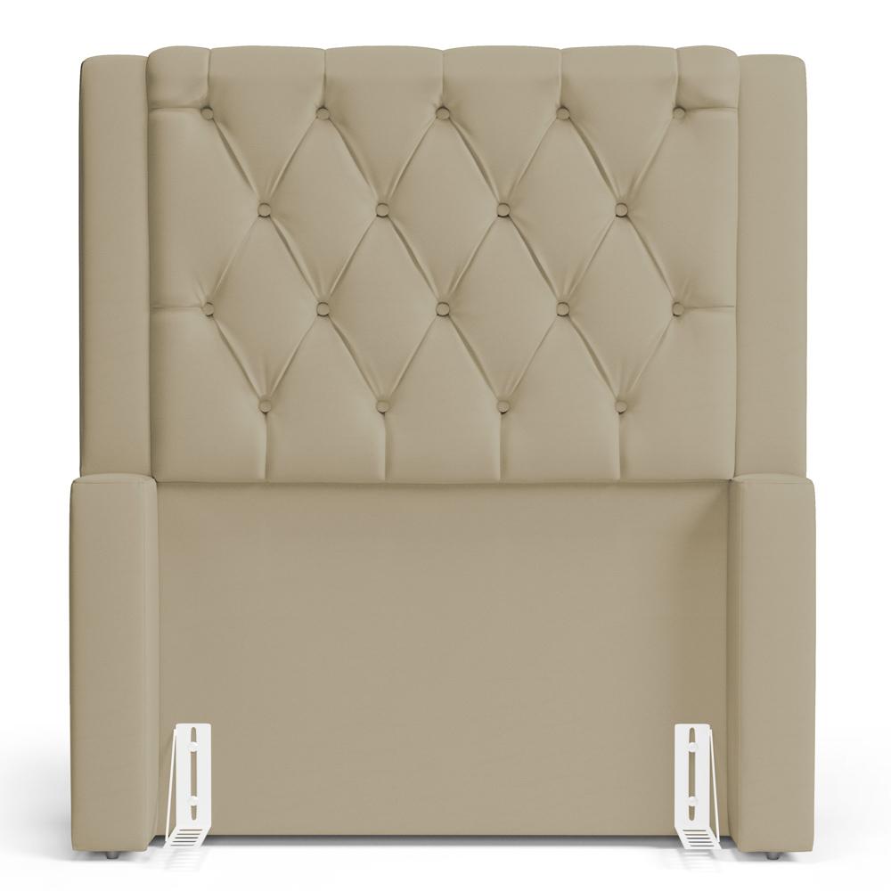 Cabeceira Atena Para Cama Box Solteiro 90cm Capitonê com Frame Suede Bege - Desk Design