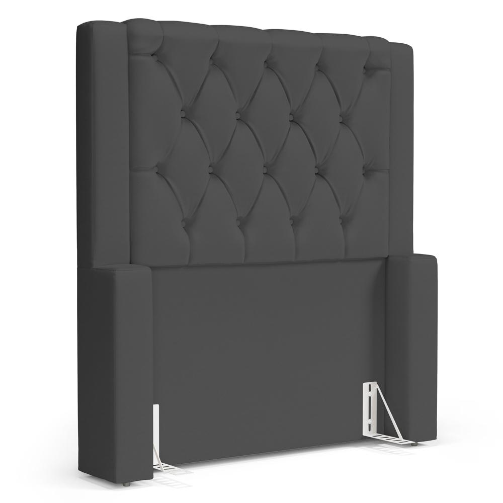 Cabeceira Atena Para Cama Box Solteiro 90cm Capitonê com Frame Suede Cinza - Desk Design