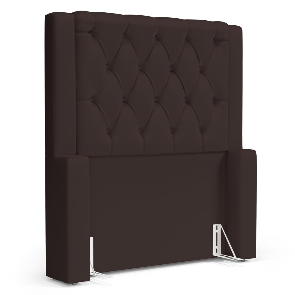 Cabeceira Atena Para Cama Box Solteiro 90cm Capitonê com Frame Suede Marrom - Desk Design