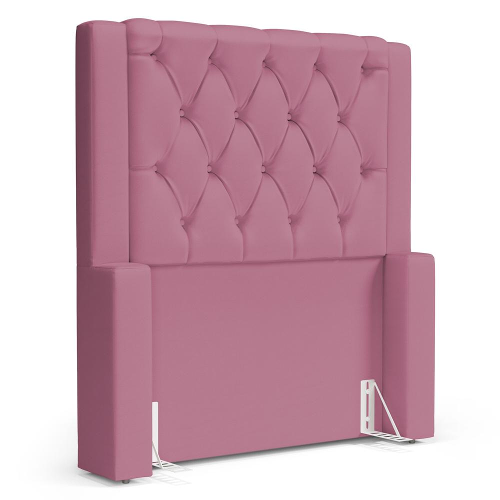 Cabeceira Atena Para Cama Box Solteiro 90cm Capitonê com Frame Suede Rosa - Desk Design