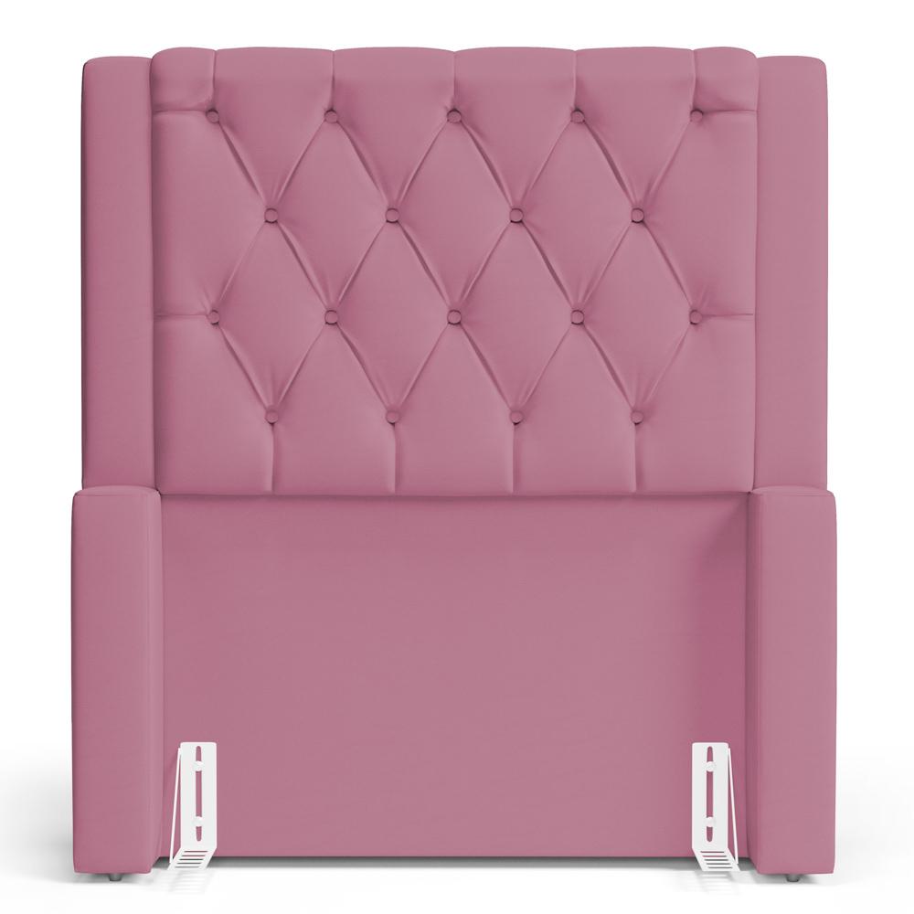Cabeceira Atena Para Cama Box Solteiro 90cm Capitonê com Frame Suede Rosa - Desk Design