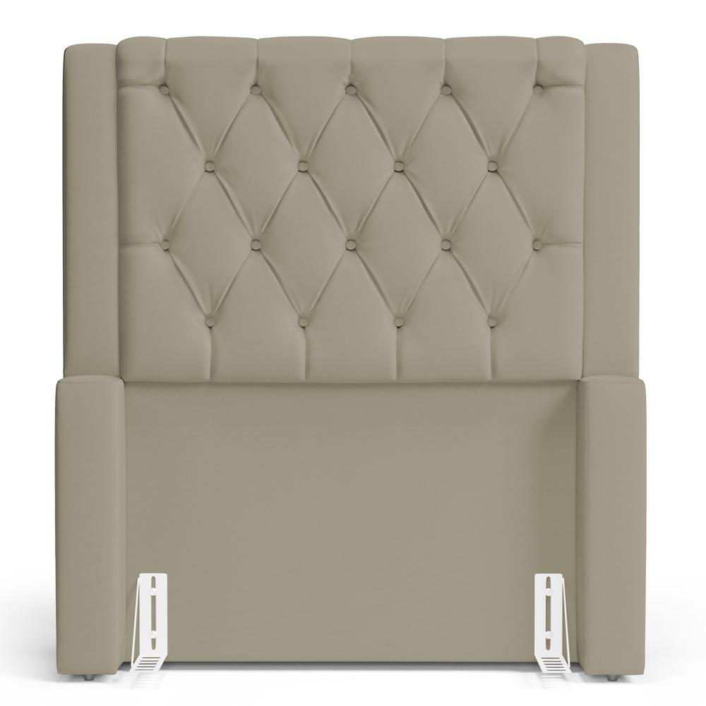 Cabeceira Atena Para Cama Box Solteiro 90cm Capitonê com Frame Veludo Bege - Desk Design