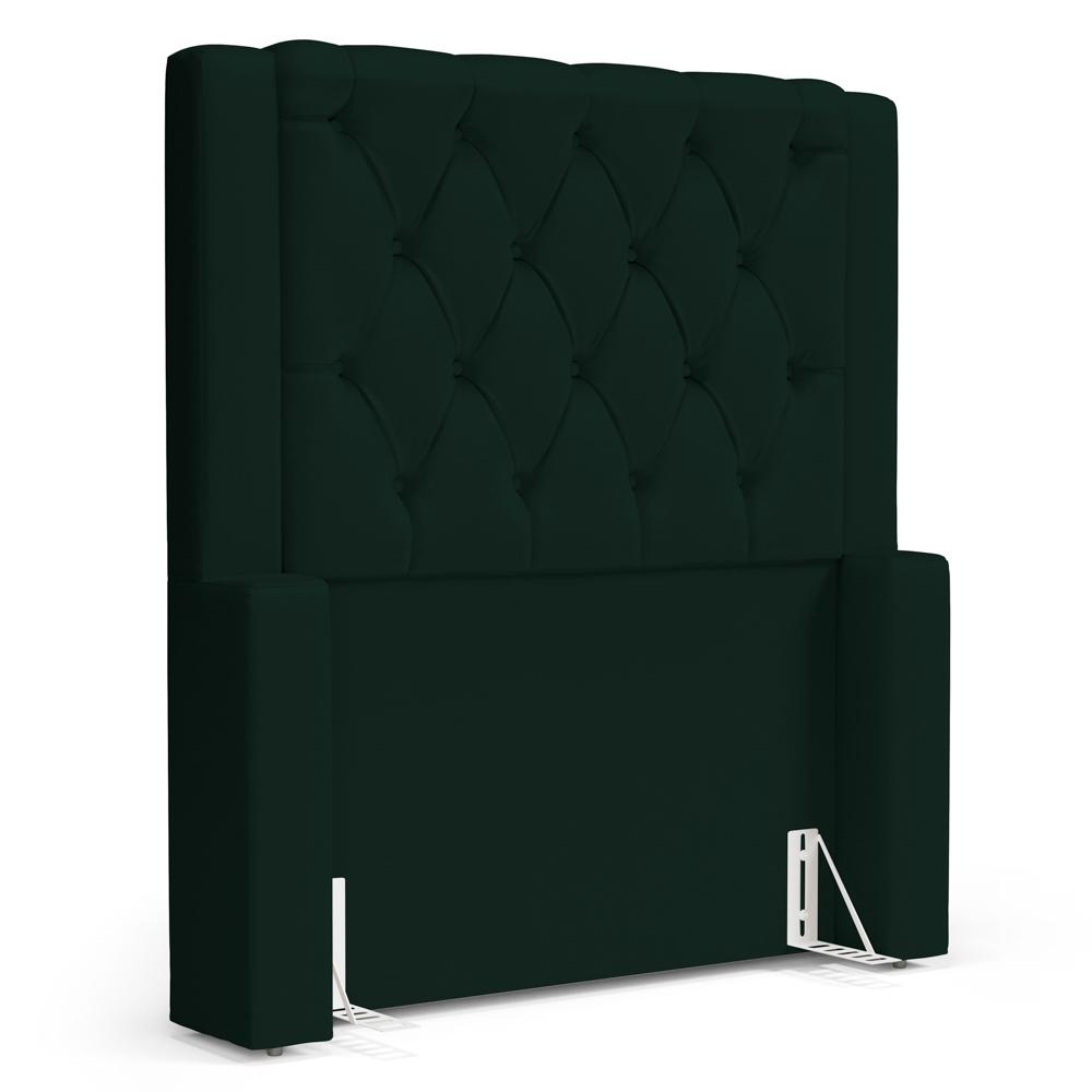 Cabeceira Atena Para Cama Box Solteiro 90cm Capitonê com Frame Veludo Verde Escuro - Desk Design