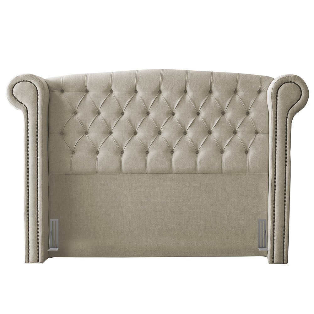 Cabeceira Cama Box Casal Adelle 140cm Com Frame Linho Bege - Desk Design
