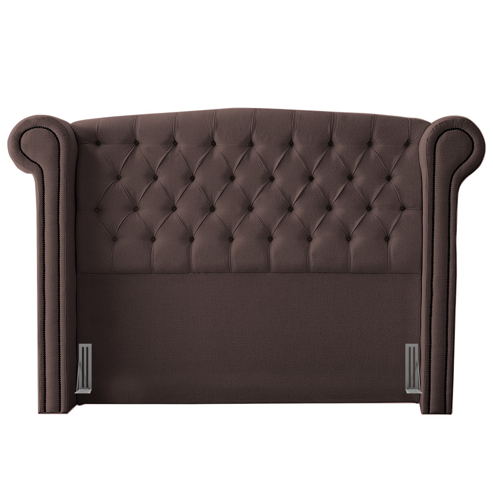 Cabeceira Cama Box Casal Adelle 140cm Com Frame Suede Marrom - Desk Design