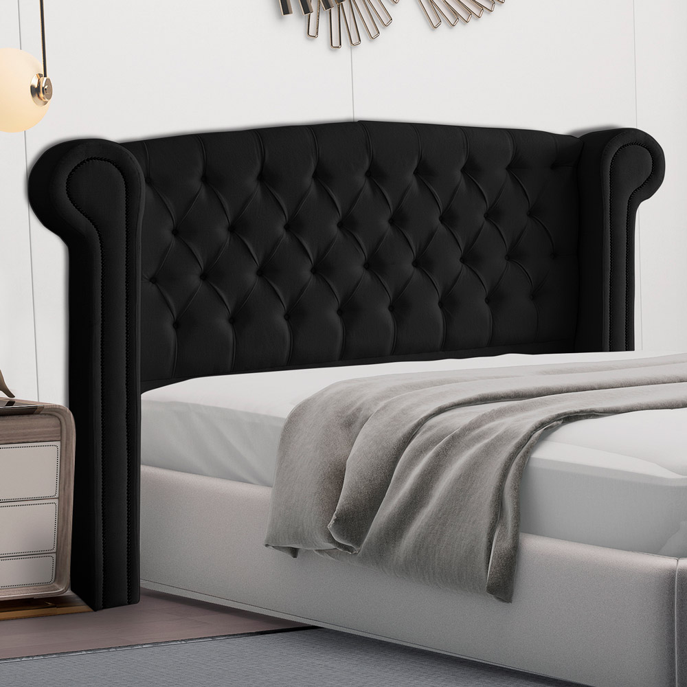 Cabeceira Cama Box Casal Adelle 140cm Com Frame Suede Preto - Desk Design