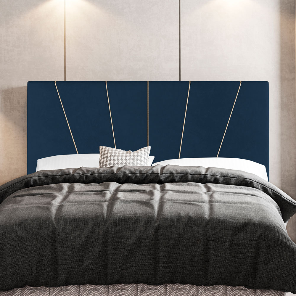 Cabeceira Cama Box Casal Dallas 140cm Veludo Azul - Desk Design
